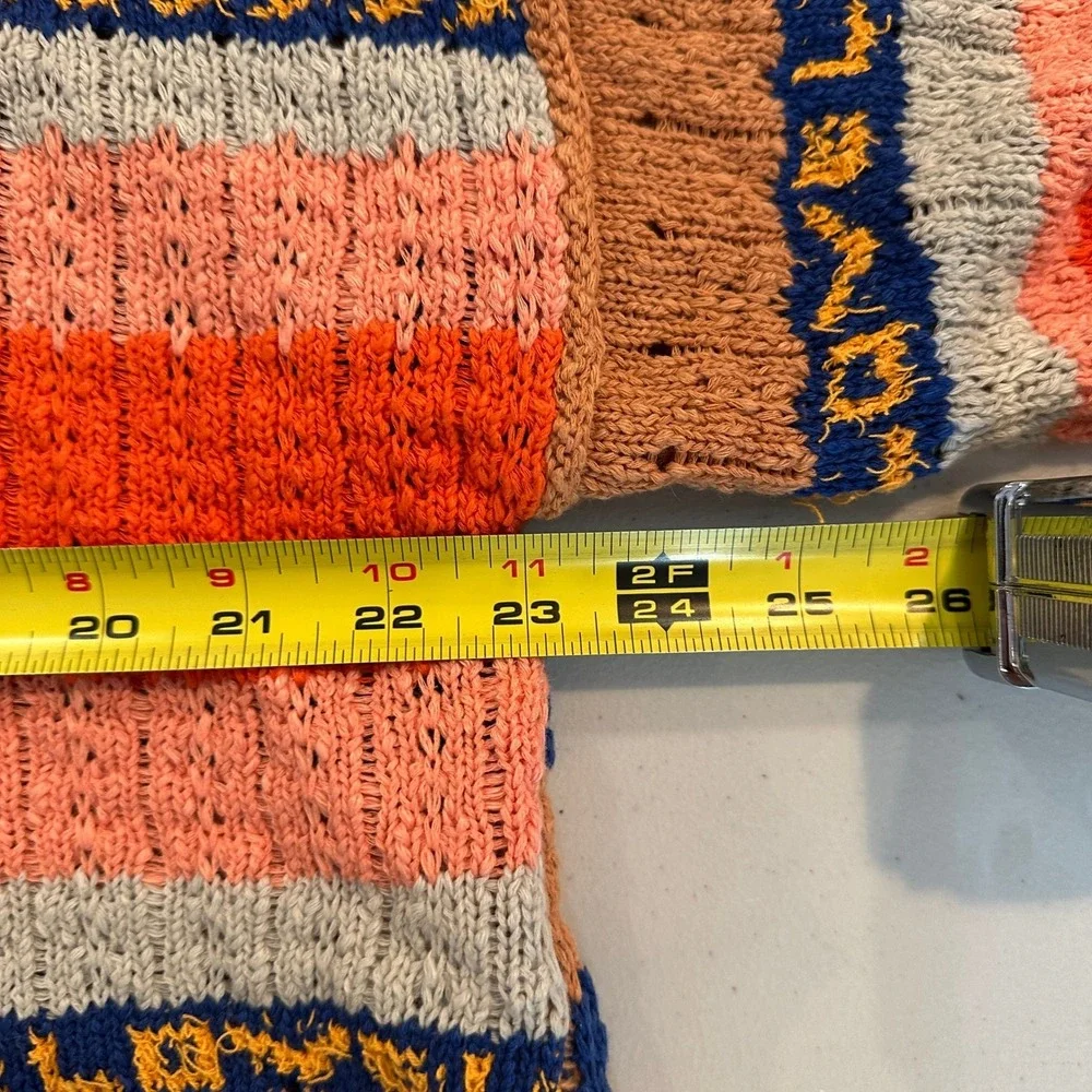 Free People Striped Knit Oversized Sweater Top Orange Pink‎ Blue Size S